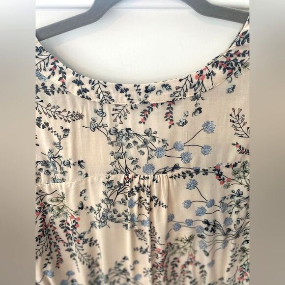 AVA CHRISTINE Floral Split-neck Tie Sleeve Top Blouse Womens Large Boho Cottage - Picture 9 of 10